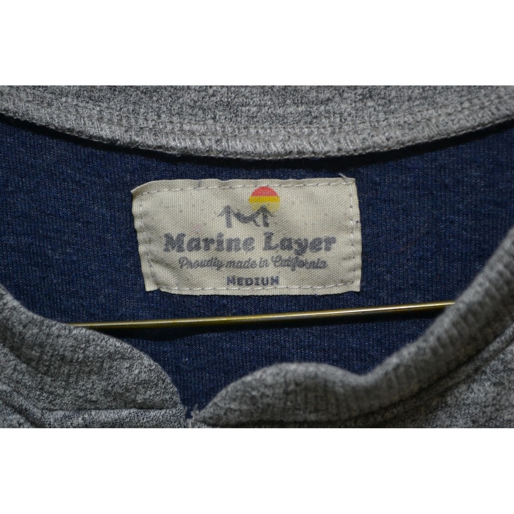 Marine Layer Shirt Mens Medium Gray Long Sleeve Henley Cotton Blend Made USA - Picture 6 of 16